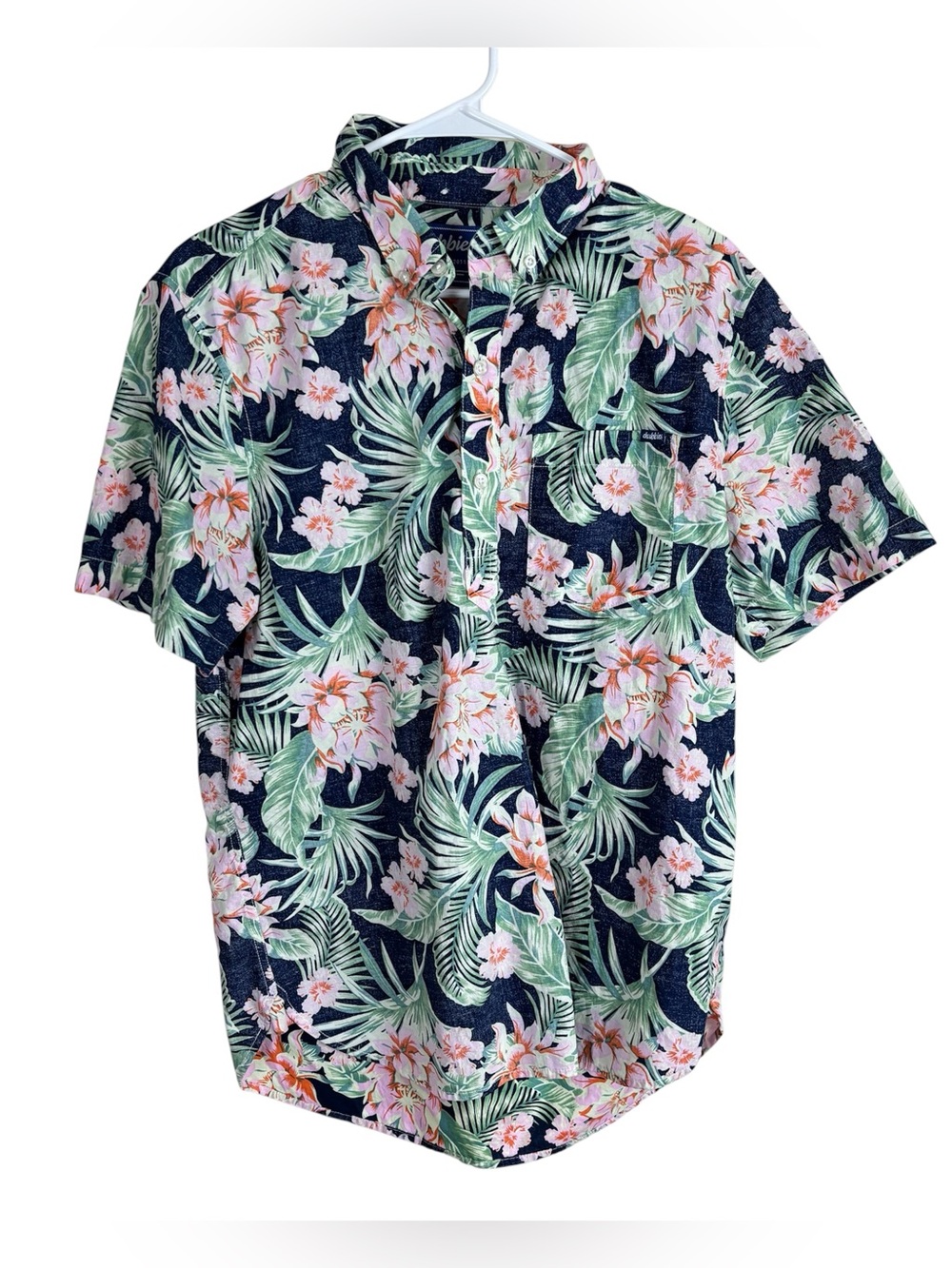 Chubbies Popover 1/2 Button Polo Shirt Men’s Size Medium Waikiki Tropical Floral